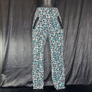 Joe Boxer Teal, Gray & Black Leopard Print Joggers w/Zipper Size M